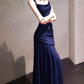 Flowy Spaghetti Strap Prom Dress Draped A-Line Evening Dress C9369