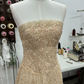 Sleek Strapless Beige Prom Dress Sequins A-Line Evening Dress C9370