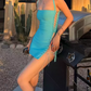 Mini robe de soirée en satin, sans bretelles, sans manches, ligne a, simple, C899