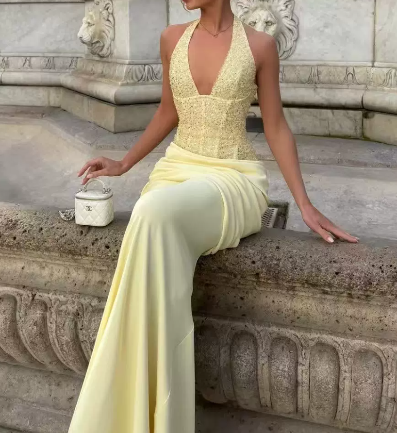 Robe de bal de princesse bustier à volants en satin long, robe de soirée C8117