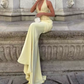Robe de bal de princesse bustier à volants en satin long, robe de soirée C8117