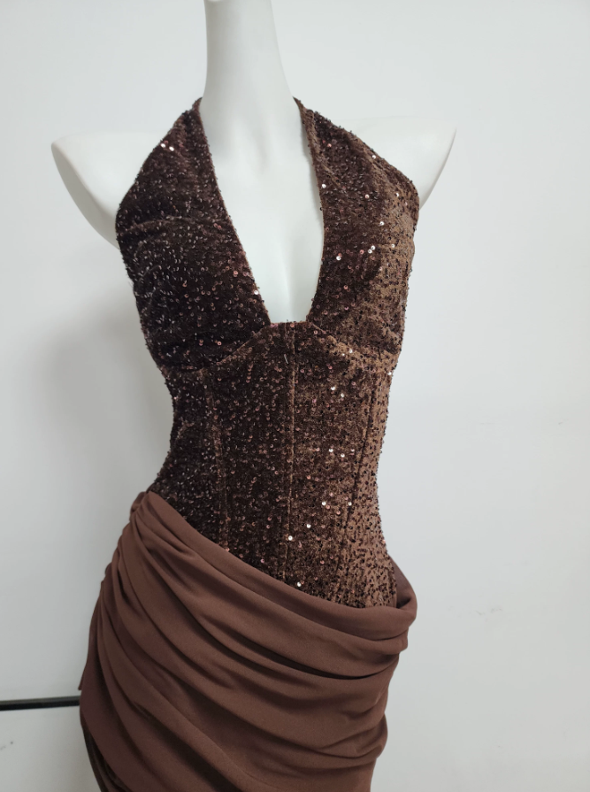 Robe de bal de princesse bustier à volants en satin long, robe de soirée C8117