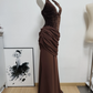 Robe de bal de princesse bustier à volants en satin long, robe de soirée C8117