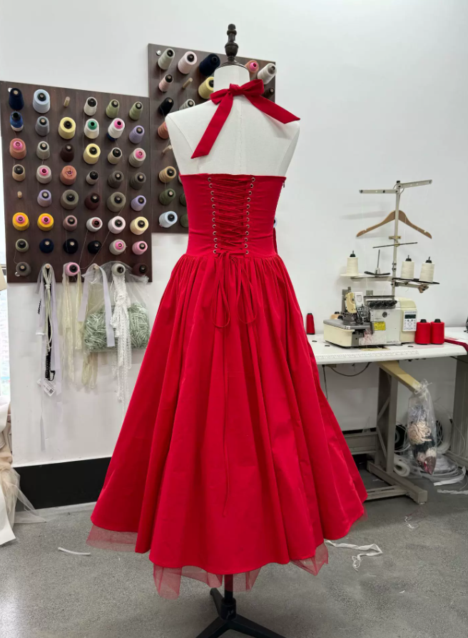 Robe de bal de princesse bustier à volants en satin long, robe de soirée C8117