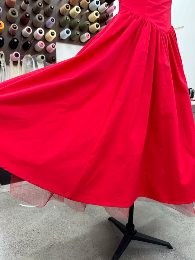 Robe de bal de princesse bustier à volants en satin long, robe de soirée C8117