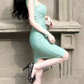 Chic Spaghetti Strap Homecoming Dress Lace Sheath Party Dress C9376