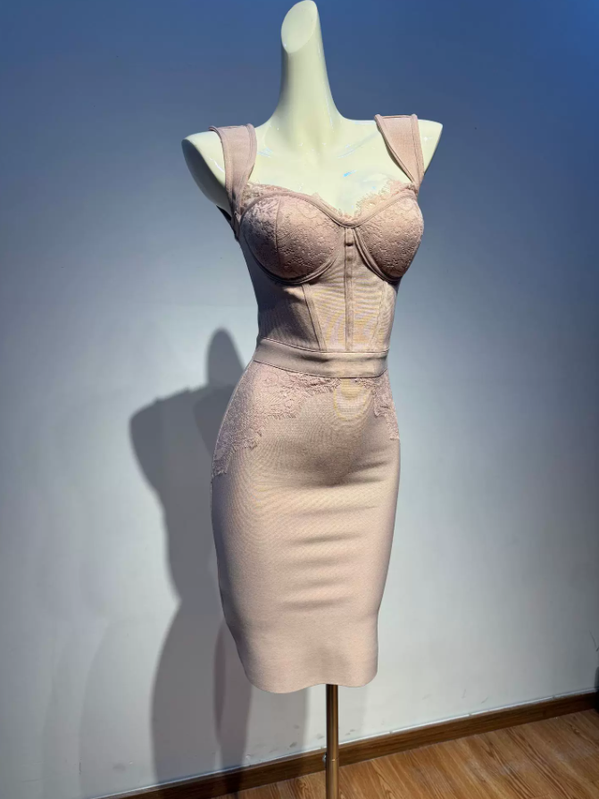 Chic Spaghetti Strap Homecoming Dress Lace Sheath Party Dress C9376