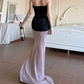 Playful Strapless Prom Dress Black & Pink Mermaid Evening Dress C9380