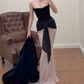 Playful Strapless Prom Dress Black & Pink Mermaid Evening Dress C9380