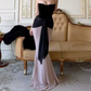 Playful Strapless Prom Dress Black & Pink Mermaid Evening Dress C9380