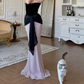 Playful Strapless Prom Dress Black & Pink Mermaid Evening Dress C9380
