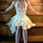 Graceful Halter Neck Homecoming Dress Satin A-Line Party Dress C9381