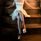 Graceful Halter Neck Homecoming Dress Satin A-Line Party Dress C9381