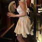 Graceful Halter Neck Homecoming Dress Satin A-Line Party Dress C9381