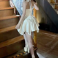 Graceful Halter Neck Homecoming Dress Satin A-Line Party Dress C9381