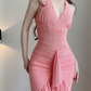 Robe de bal de princesse bustier à volants en satin long, robe de soirée C8117