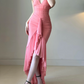 Robe de bal de princesse bustier à volants en satin long, robe de soirée C8117