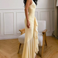 Robe de bal de princesse bustier à volants en satin long, robe de soirée C8117