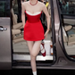 Trendy Spaghetti Straps Homecoming Dress Red Sheath Party Dress C9384