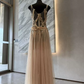 Charming V Neck Prom Dress Sequins Tulle A-Line Evening Dress C9385