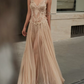 Charming V Neck Prom Dress Sequins Tulle A-Line Evening Dress C9385