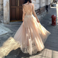 Charming V Neck Prom Dress Sequins Tulle A-Line Evening Dress C9385