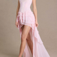 Chic Spaghetti Strap Pink Homecoming Dress Tiered A-Line Party Dress C9386