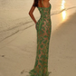 Robe de bal de princesse bustier à volants en satin long, robe de soirée C8117
