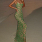 Robe de bal de princesse bustier à volants en satin long, robe de soirée C8117