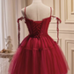 Vintage A line Straps Burgundy Birthday Outfits Tulle Homecoming Dress C938