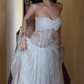 Romantic Strapless Wedding Dresses Appliques Lace A-Line Bridal Dress C9390
