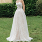 Romantic Strapless Wedding Dresses Appliques Lace A-Line Bridal Dress C9390