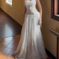 Romantic Strapless Wedding Dresses Appliques Lace A-Line Bridal Dress C9390
