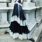 Charming Spaghetti Strap Black Prom Dress Lace Tiered A-Line Evening Dress C9391