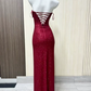 Robe de bal de princesse bustier à volants en satin long, robe de soirée C8117