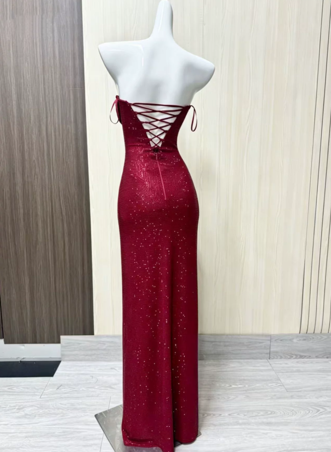 Robe de bal de princesse bustier à volants en satin long, robe de soirée C8117