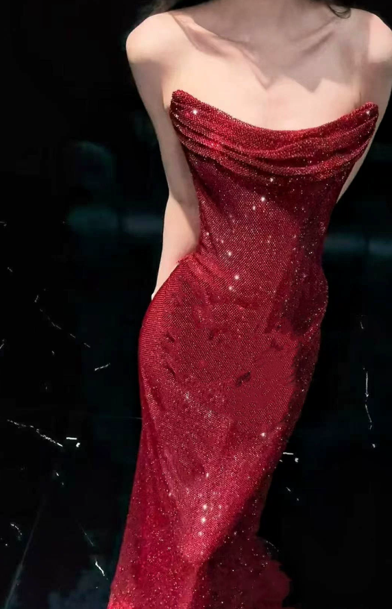 Robe de bal de princesse bustier à volants en satin long, robe de soirée C8117