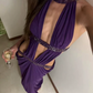 Vintage Halter Neck Prom Dress Cutouts Beaded Mermaid Evening Dress C9395