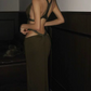 Vintage Halter Neck Prom Dress Cutouts Beaded Mermaid Evening Dress C9395
