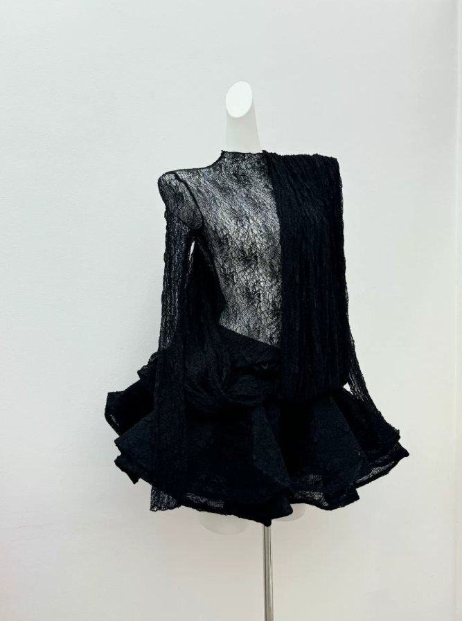 Chic Long Sleeve Homecoming Dress Lace A-Line Party Dress C9397