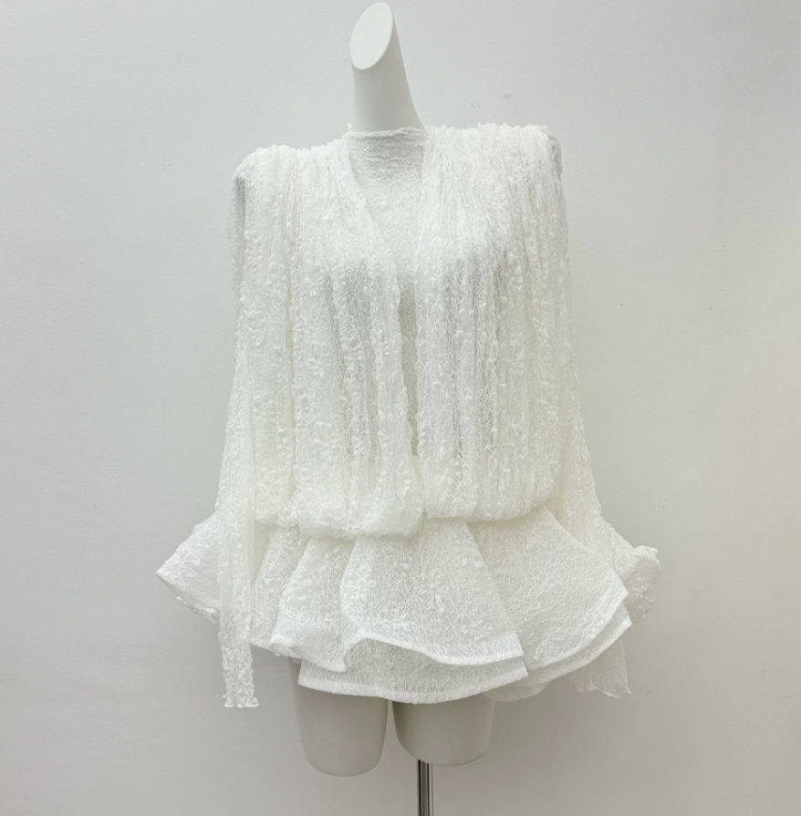 Chic Long Sleeve Homecoming Dress Lace A-Line Party Dress C9397