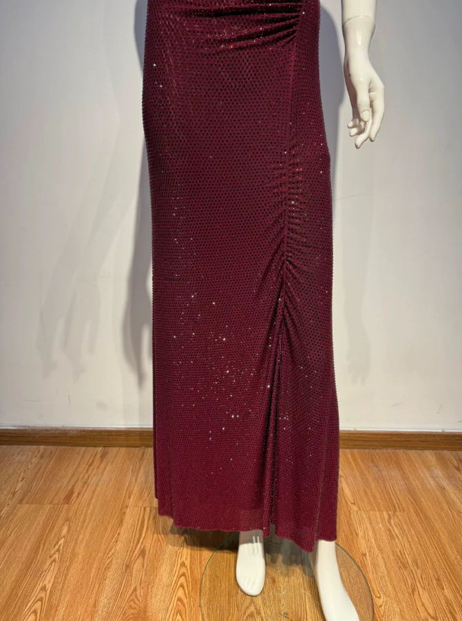 Glittering Short Sleeve Prom Dress Sequins A-Line Evening Dress C9399