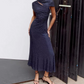 Glittering Short Sleeve Prom Dress Sequins A-Line Evening Dress C9399