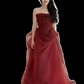 Simple une ligne sans bretelles Tulle bordeaux longues robes de bal C93