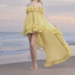 Adorable Spaghetti Strap Yellow Homecoming Dress Ruffles A-Line Party Dress C9401