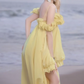 Adorable Spaghetti Strap Yellow Homecoming Dress Ruffles A-Line Party Dress C9401