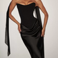Vintage Strapless Draped Prom Dress With Scarf Mermaid Evening Dress C9402