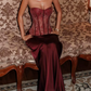 Glam Strapless Prom Dress Lace Sequins Mermaid Evening Dress C9406