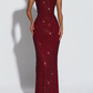 Robe de bal de princesse bustier à volants en satin long, robe de soirée C8117