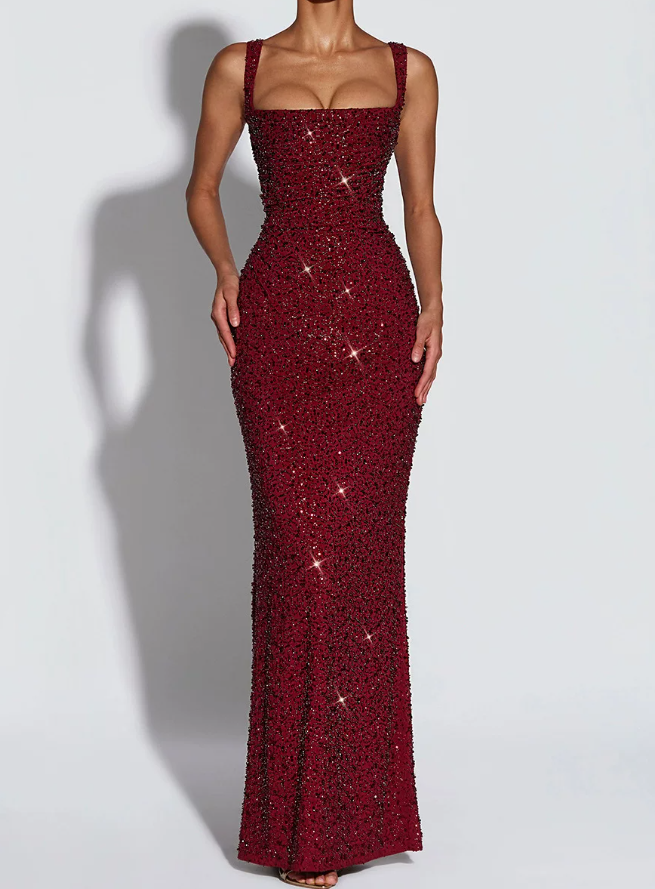Robe de bal de princesse bustier à volants en satin long, robe de soirée C8117